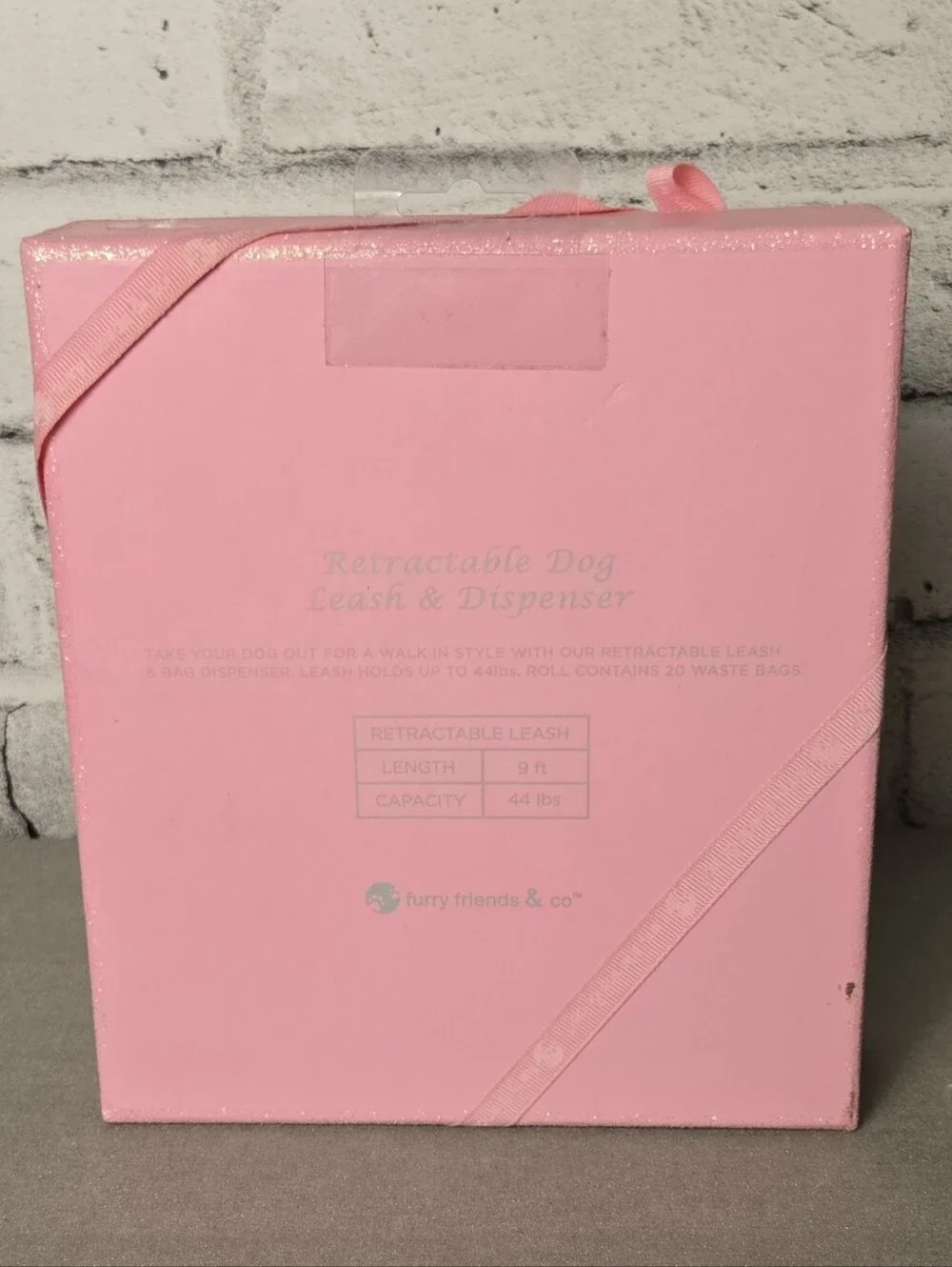 Pink Zebra Retractable Dog Leash & Waste Bag Dispenser Set